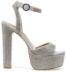 Steve Madden Skyla-R Rhinestone Ankle Strap Rounded Open Toe Platform Sandal