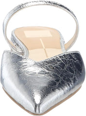 Dolce Vita Kanika Silver Distressed Leather Pointed Toe Slip On Flats Sandals