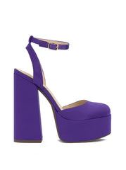 Jessica Simpson Skilla Purple Satin Platform Pump Buckle Strap Block Heel Sandal