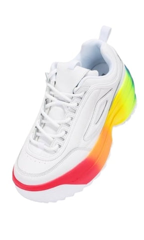 Cape Robbin Bento White Tie Dye Platform Lace Up Wedge Chunky Casual Sneakers