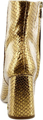 Sam Edelman Daria Medallion Gold Snake Pointed Toe Block Heeled Ankle Boots