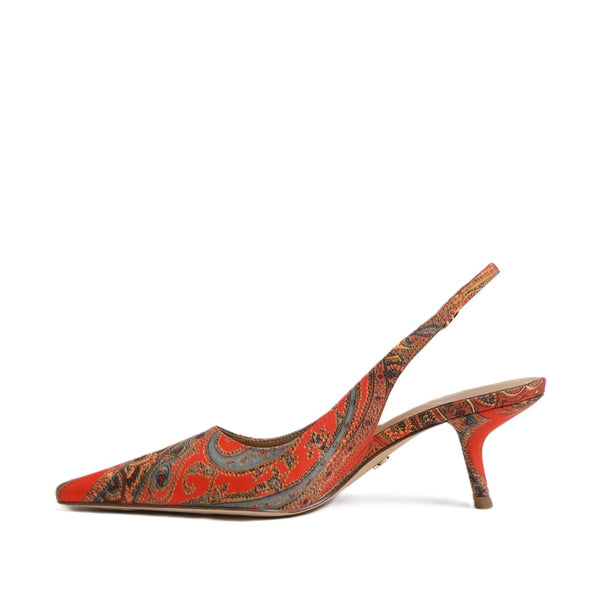 Sam Edelman Bianka Orange Slingback Kitten Heeled Pointed Toe Fashion Pumps