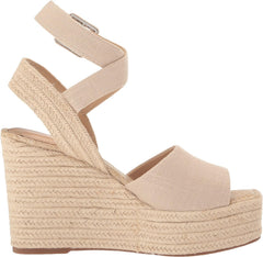 Sam Edelman Vada Natural Ankle Strap Squared Open Toe Wedge Heeled Sandals