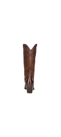 Steve Madden West Brown Leather Midcalf Western Details Block Heel Pull On Boots