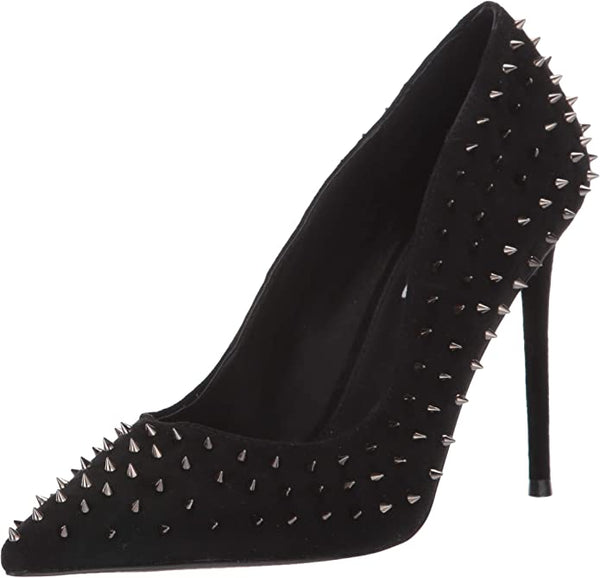 Steve Madden Vala-S Black Stud Printed High Stiletto Pointed Toe Dress Pumps