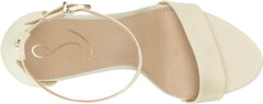 Sam Edelman Yaro Pearl Ivory Ankle Strap Open Round Toe Block High Heel Sandals