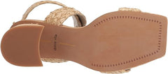 Dolce Vita Paytin Lt Natural Raffia Ankle Strap Squared Toe Block Heeled Sandals