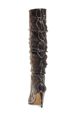 Vince Camuto Kashiana Mauve Multi Snake Fashion Stiletto Slouched Knee Boots