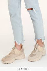 Steve Madden Bolt Beige Fashion Lace Up Rounded Closed Toe Platform Sneakers