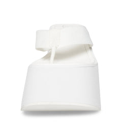 Steve Madden Gwen White Slip On Open Toe Lightweight Platform Heeled Sandals