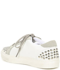 Steve Madden Turner-s Lace Up Cushioned Studs Embellished  Sneakers White/Stud