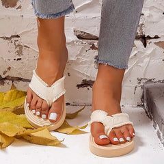 Women's Sandals Ladies Flat Solid Color Flip Flops Fashion Sandals