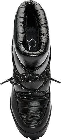 Jessica Simpson Mirie Black Platform Puffer Fur Lined Lace-Up Platform Bootie