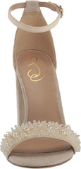 Sam Edelman Yaro Modern Ivory Perla Ankle Strap Block High Heeled Dress Sandals