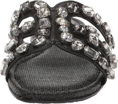 Sam Edelman Bay Black Jewel Woven Slide Mule Open-Toe Slip-On Leather Sandals