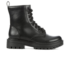 Soda Firm Black Lace Up Rounded Toe Chunky Platform Classic Combat Ankle Boots