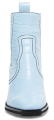 Steve Madden Geniva Light Blue Crocodile Pull On Square Toe Classic Western Boot