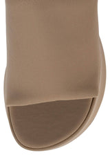 Jeffrey Campbell 6Teen-2 Beige Mesh Slip On Open Toe Chunky Wedge Heeled Sandals