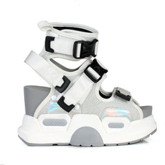 Anthony Wang Mullbery-03 White Ugly Chunky Platform Wedge Strappy Sandal