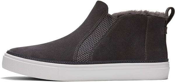 Toms Bryce Grey Suede Pull On Rounded Toe Elastic Fur Detailed Fashion Sneakers