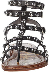 Sam Edelman Eavan Black Ankle Strap Studded Open Toe Gladiator Flats Sandals