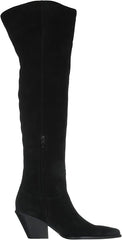 Sam Edelman Julee Black Suede Rounded Wedge Heeled Over The Knee Fashion Boots