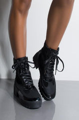 Cape Robbin Commander Black Combat Platform Boots Chunky Block Heels