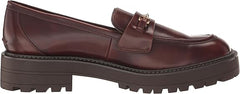 Sam Edelman Laurs Spiced Brandy Rounded Toe Slip On Chunky Heel Leather Loafers