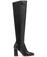 Vince Camuto Dreven Over The Knee Square Toe Chunky Block Heel Boots Black