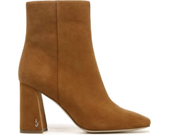 Sam Edelman Codie Frontier Brown Leather Side Zipper Square Toe Block Heel Boots