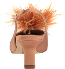 Sam Edelman Bianka Warm Blush Feather Slingback Kitten Heel Pointed Toe Pumps