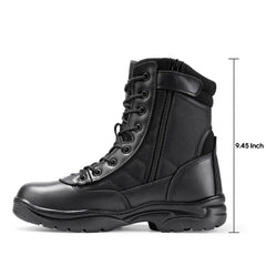 NORTIV 8 Men's Military Tactical Work Boots Side Zipper Leather Motorcycle Combat Boots Trooper(6-8 Inches)