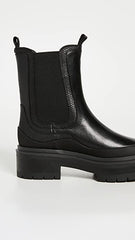 Sam Edelman Lulia Black Chunky Heel Rounded Toe Pull On Chelsea Ankle Boots