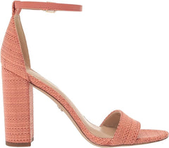 Sam Edelman Yaro Stucco Pink Ankle Strap Open Rounded Toe Block Heeled Sandals