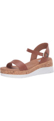 Steve Madden Roselita Cognac Cork Lightweight Ankle Strap Platform Wedge Sandals