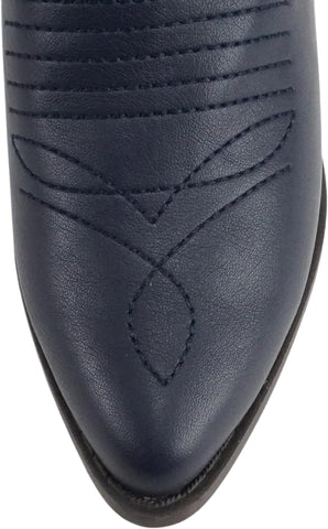 Soda Reno Navy Western Cowboy Pointed Toe Knee High Pull On Tabs Western Boots