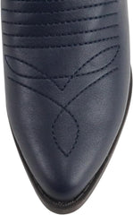 Soda Reno Navy Western Cowboy Pointed Toe Knee High Pull On Tabs Western Boots