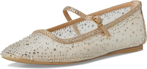 Dolce Vita Reyes Gold Mesh Mary Jane Squared Toe Slip On Fashion Ballet Flats
