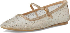 Dolce Vita Reyes Gold Mesh Mary Jane Squared Toe Slip On Fashion Ballet Flats