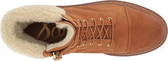 Sam Edelman Aleia Saddle/Natural Rounded Toe Lug Sole Lace Up Combat Ankle Boots