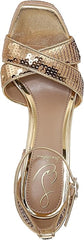 Sam Edelman Jullian Amber Gold Sequin Open Toe Ankle Strap Block Heeled Sandals 6