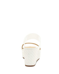 Lucky Brand Brindia White Clear Strappy Slip On Platform Wedge Fashion Sandals