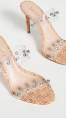 Schutz Cork Transparent Clear Strap Slip On Open Toe Heel Mule Sandals
