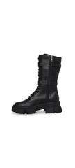 Steve Madden Thorpe Black Micro Pouch Rounded Closed Toe Combat Textile Boots