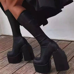 Womens Knee High Boots Punk Style Shoes Platform Boots For Women