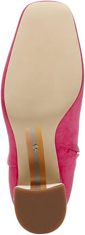 Sam Edelman Fawn Dahlia Pink Block Heel Squared Toe Fashion Ankle Boots