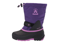 Kamik Kids' Waterbug5 Purple Pull On Rounded Toe Waterproof Lug Sole Snow Boots