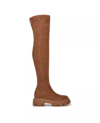Nine West Cellie2 Dark Natural Brown Suede Over Knee Thigh High Lug Sole Boots