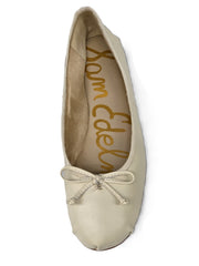 Sam Edelman Zooey Modern Ivory Bow Detailed Rounded Toe Slip On Ballet Flats