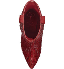 Jessica Simpson Vianne Stiletto Crystal Embellishment Ankle Booties Intense Red